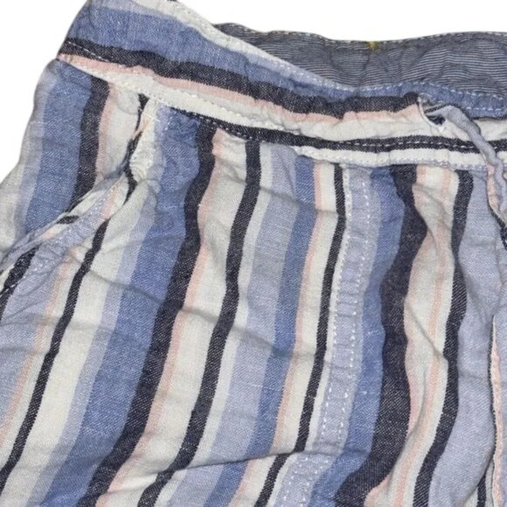 Artisan Ny Womens Striped Linen Shorts Blue & Pink Size L - Picture 2 of 8